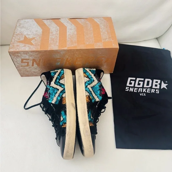 Golden goose GGDB super star full paillette black and blue glitters sneakers - Picture 5 of 14
